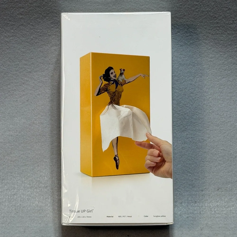 Tissue Up Girl Flying Skirt Tissue Box Sunglow Yellow Playable Art By Spextrum